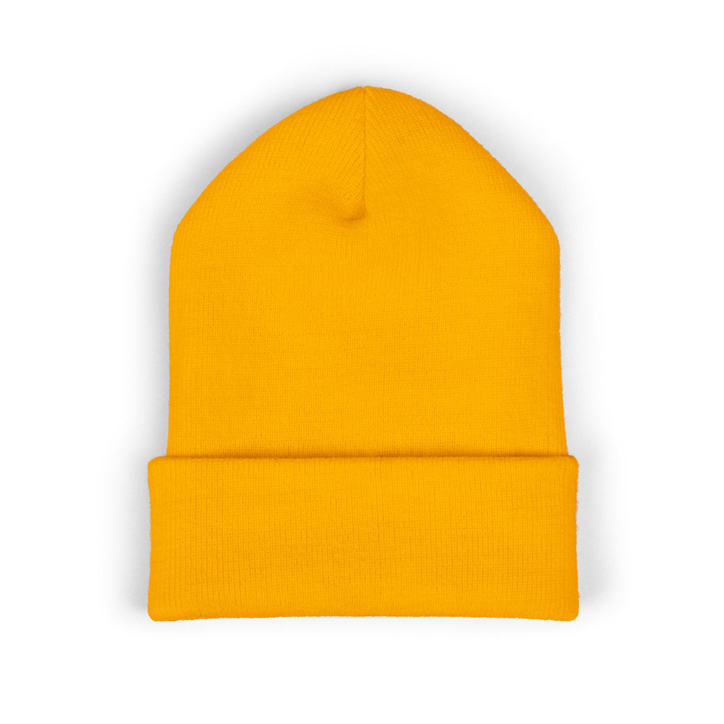 Embroidered Geometric Logo Beanie — Cuffed Winter Hat
