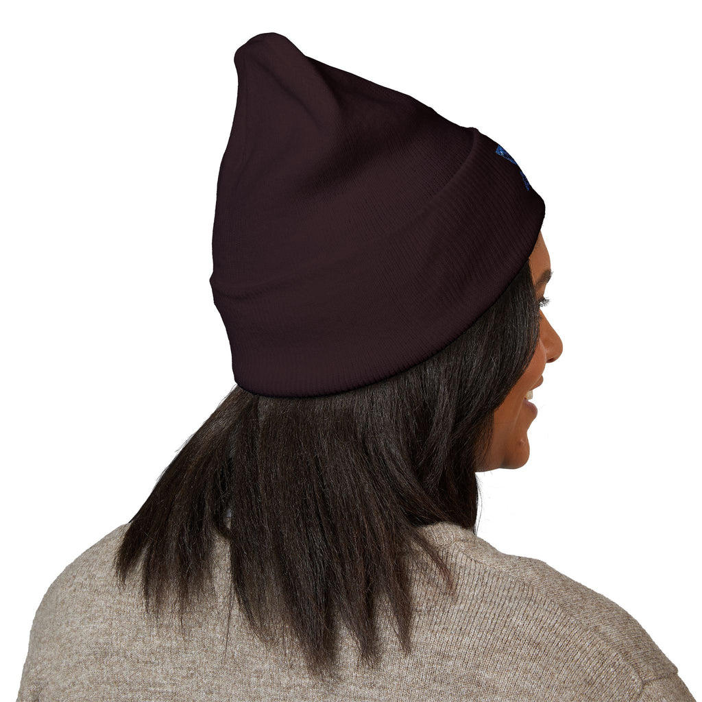Embroidered Geometric Logo Beanie — Cuffed Winter Hat