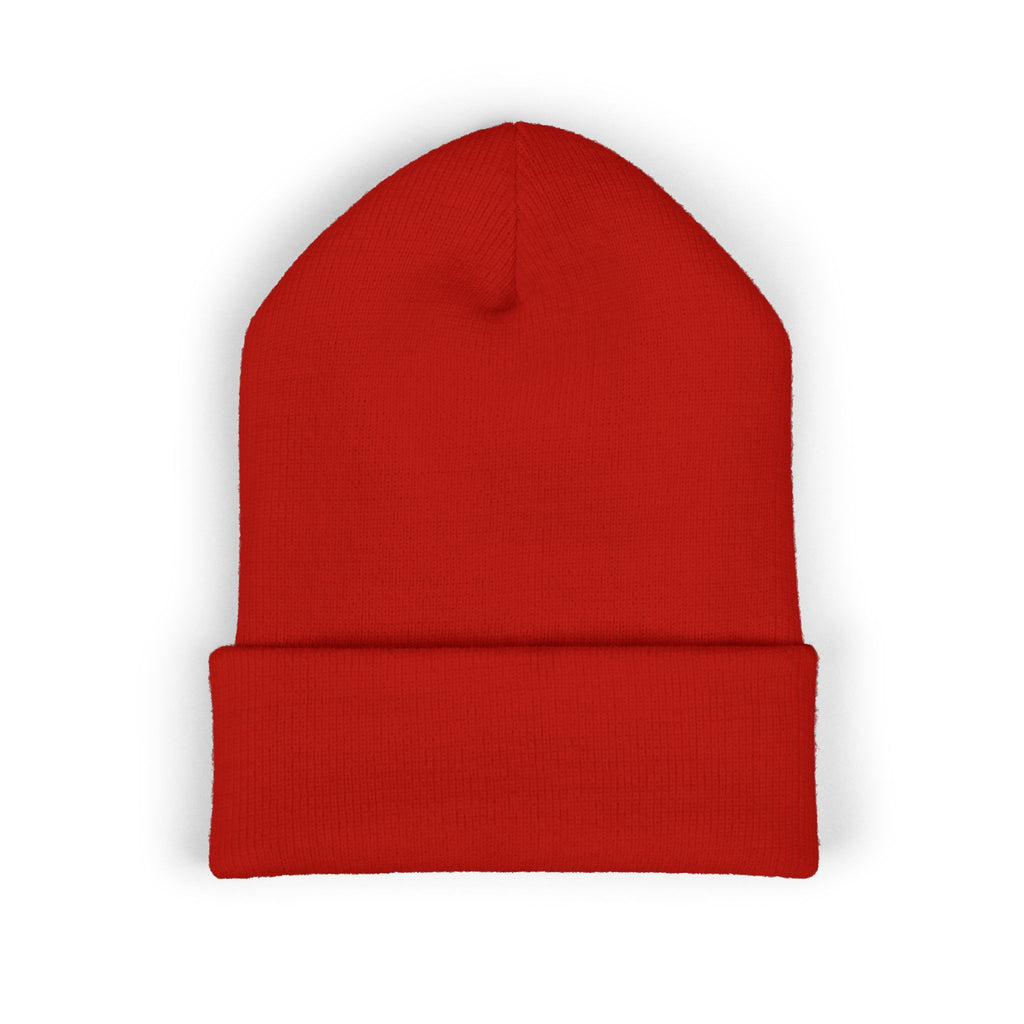 Embroidered Geometric Logo Beanie — Cuffed Winter Hat
