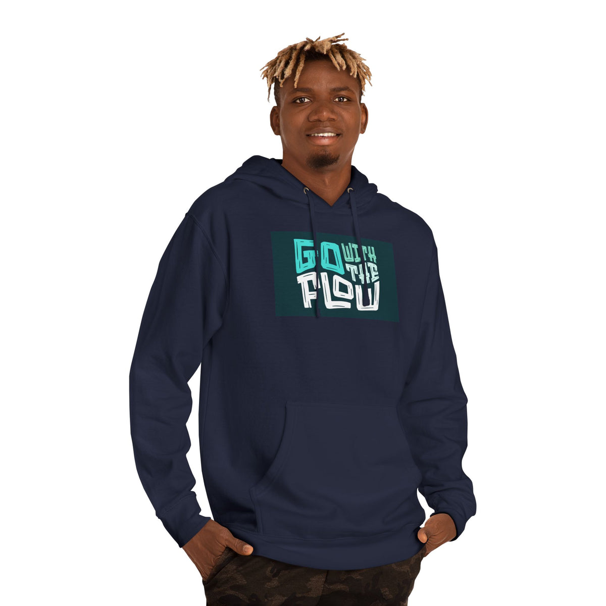 Go With The Flow Hoodie – Graphic Relaxed-Fit Pullover- Lane Seven LS 14001