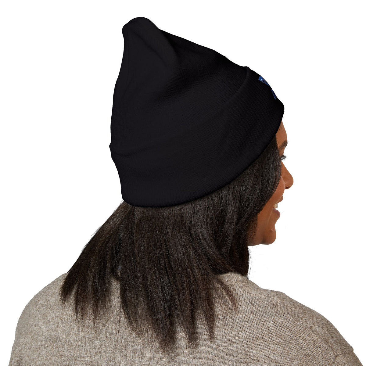 Embroidered Geometric Logo Beanie — Cuffed Winter Hat