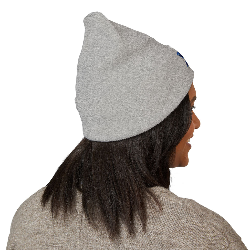 Embroidered Geometric Logo Beanie — Cuffed Winter Hat