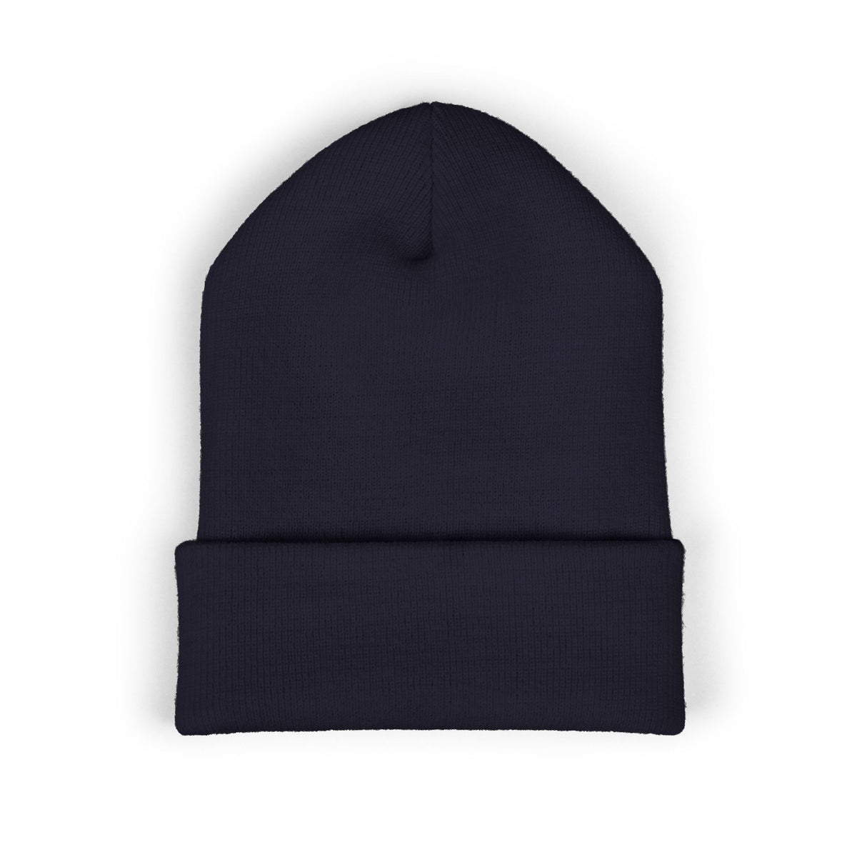 Embroidered Geometric Logo Beanie — Cuffed Winter Hat