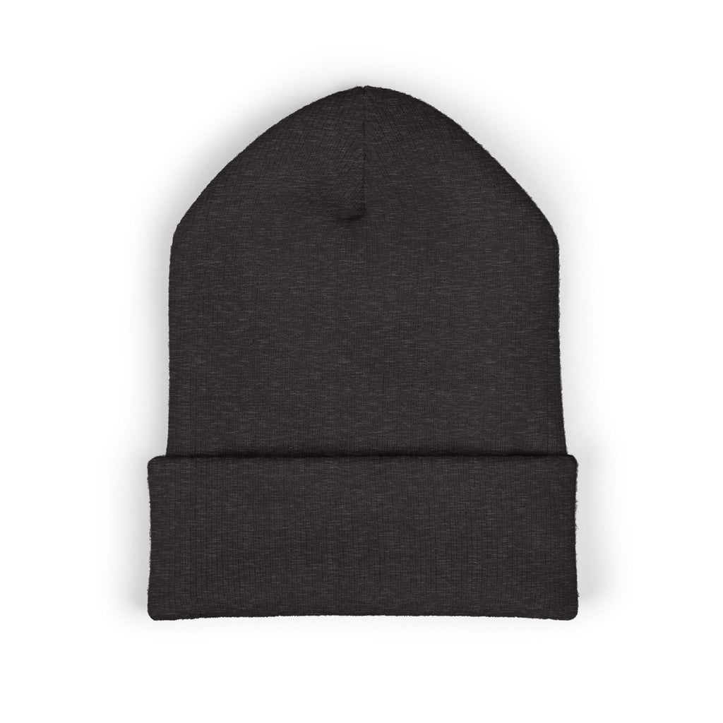 Embroidered Geometric Logo Beanie — Cuffed Winter Hat