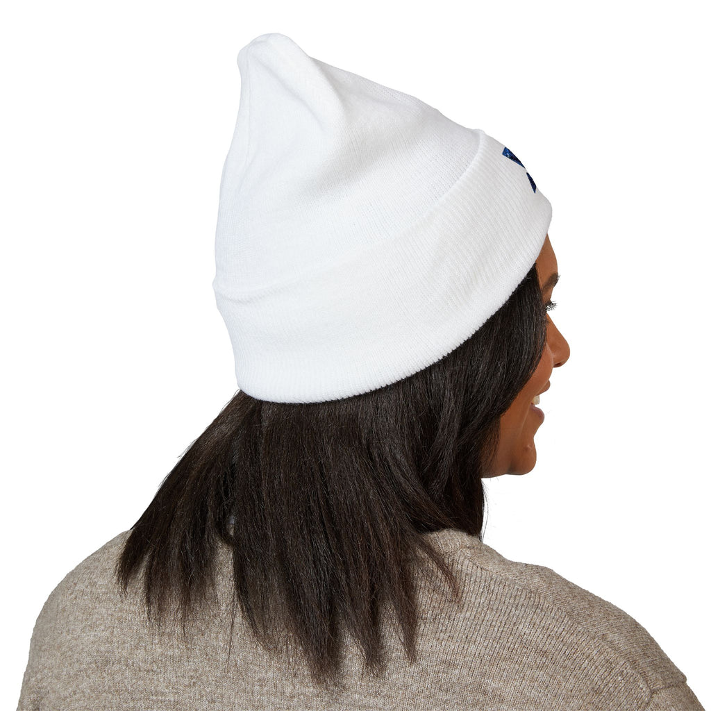 Embroidered Geometric Logo Beanie — Cuffed Winter Hat