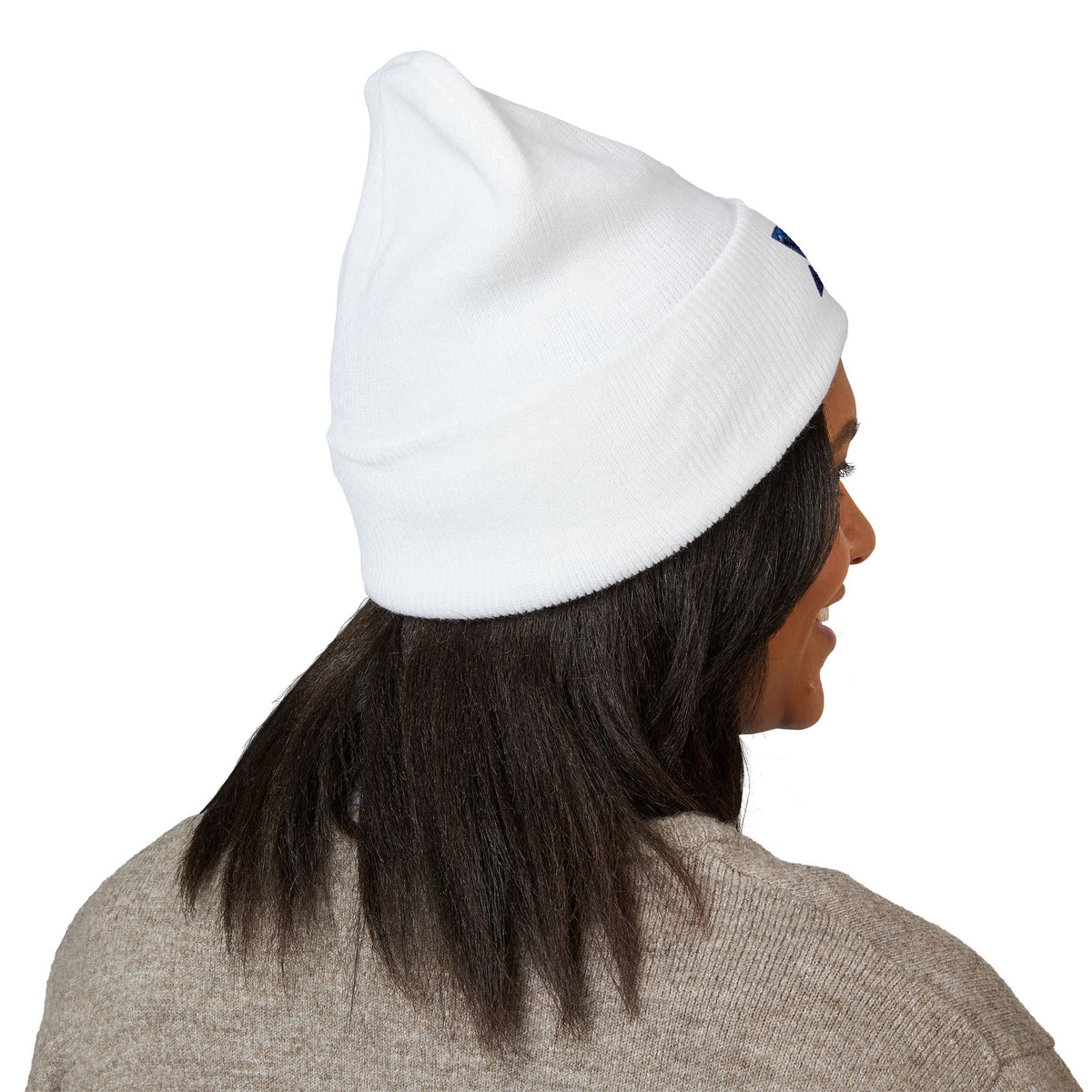 Embroidered Geometric Logo Beanie — Cuffed Winter Hat