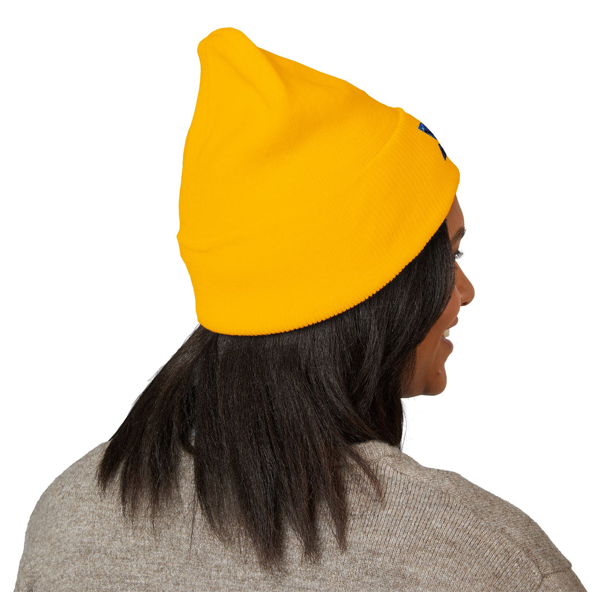 Embroidered Geometric Logo Beanie — Cuffed Winter Hat