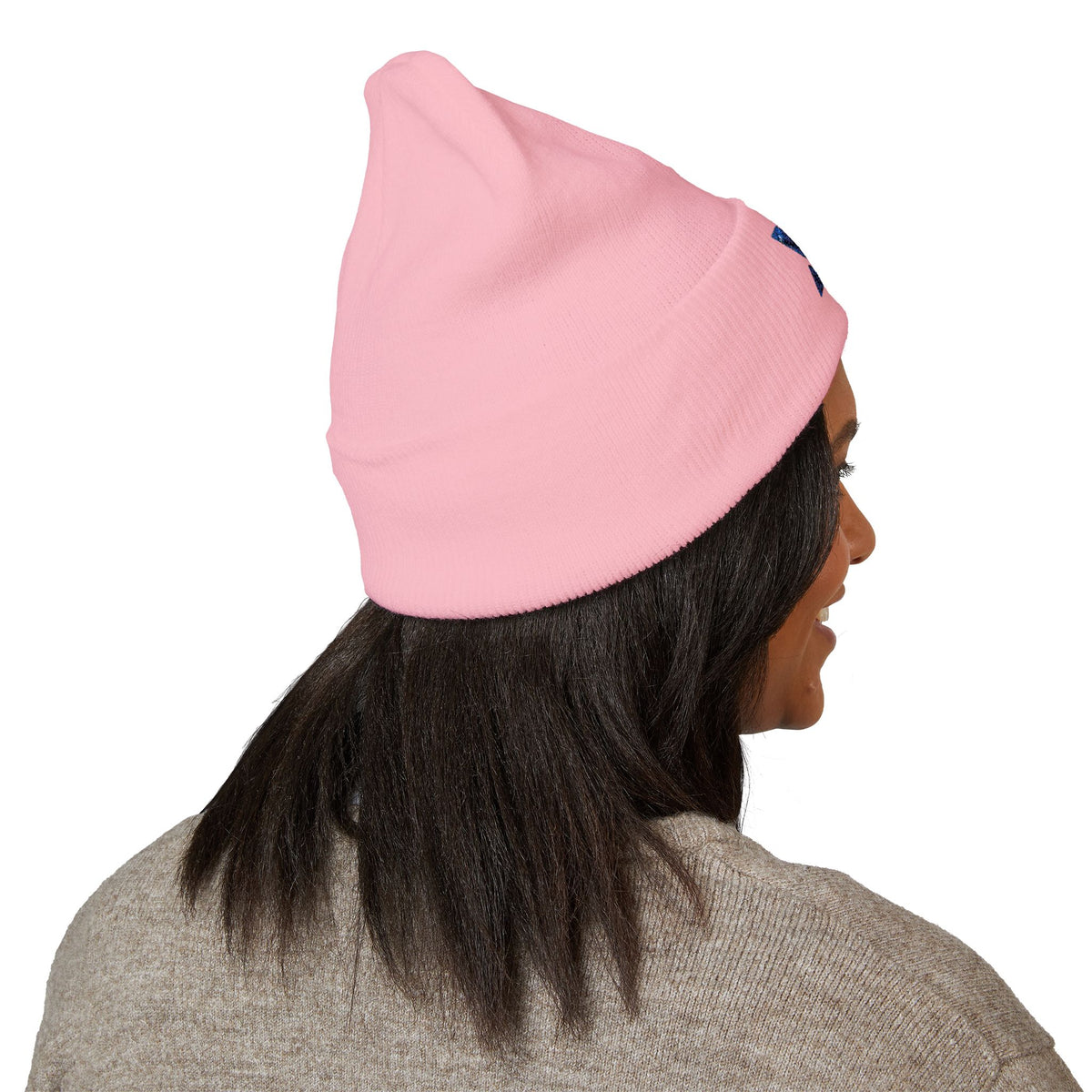 Embroidered Geometric Logo Beanie — Cuffed Winter Hat