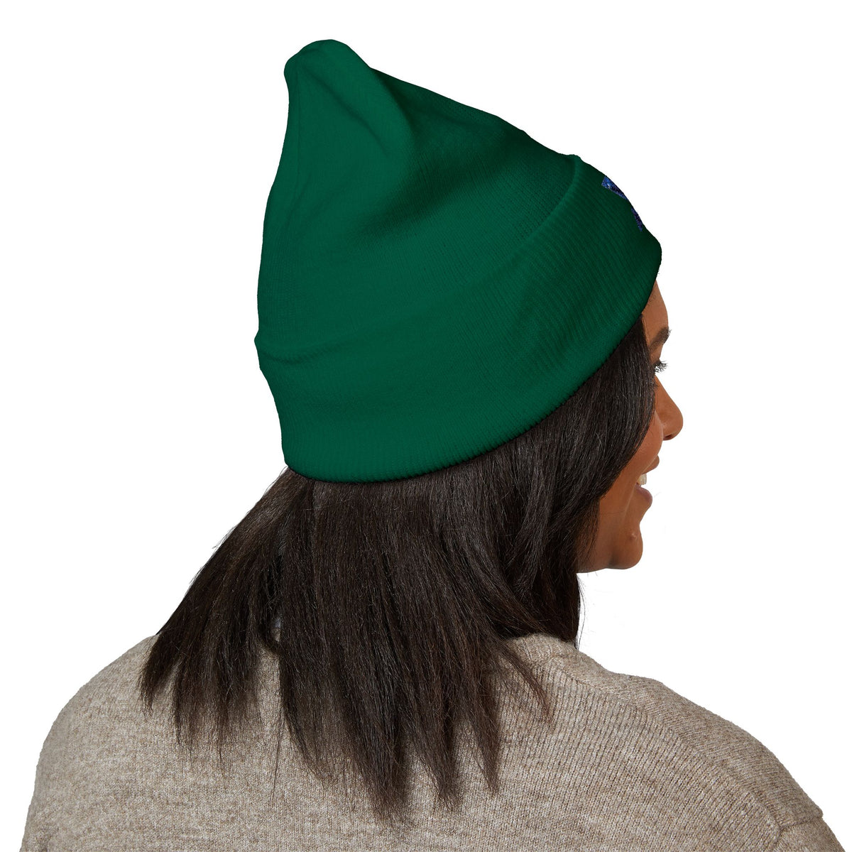 Embroidered Geometric Logo Beanie — Cuffed Winter Hat