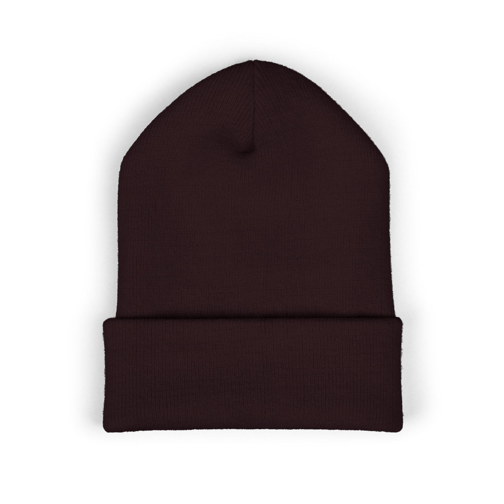 Embroidered Geometric Logo Beanie — Cuffed Winter Hat