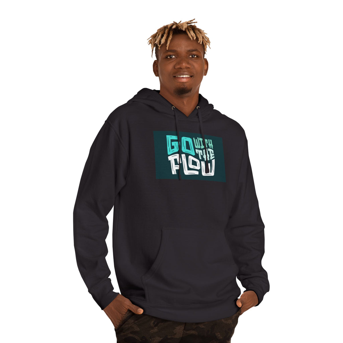 Go With The Flow Hoodie – Graphic Relaxed-Fit Pullover- Lane Seven LS 14001