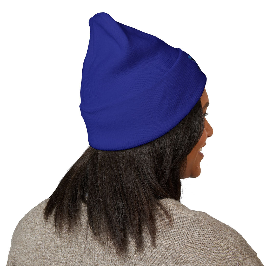 Embroidered Geometric Logo Beanie — Cuffed Winter Hat