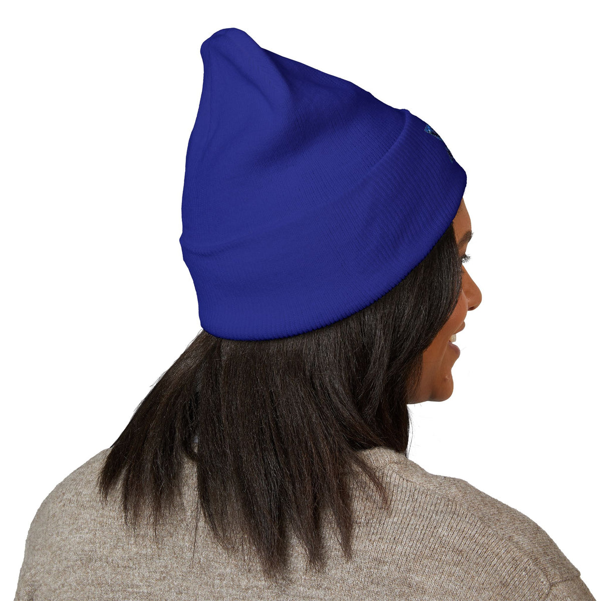 Embroidered Geometric Logo Beanie — Cuffed Winter Hat