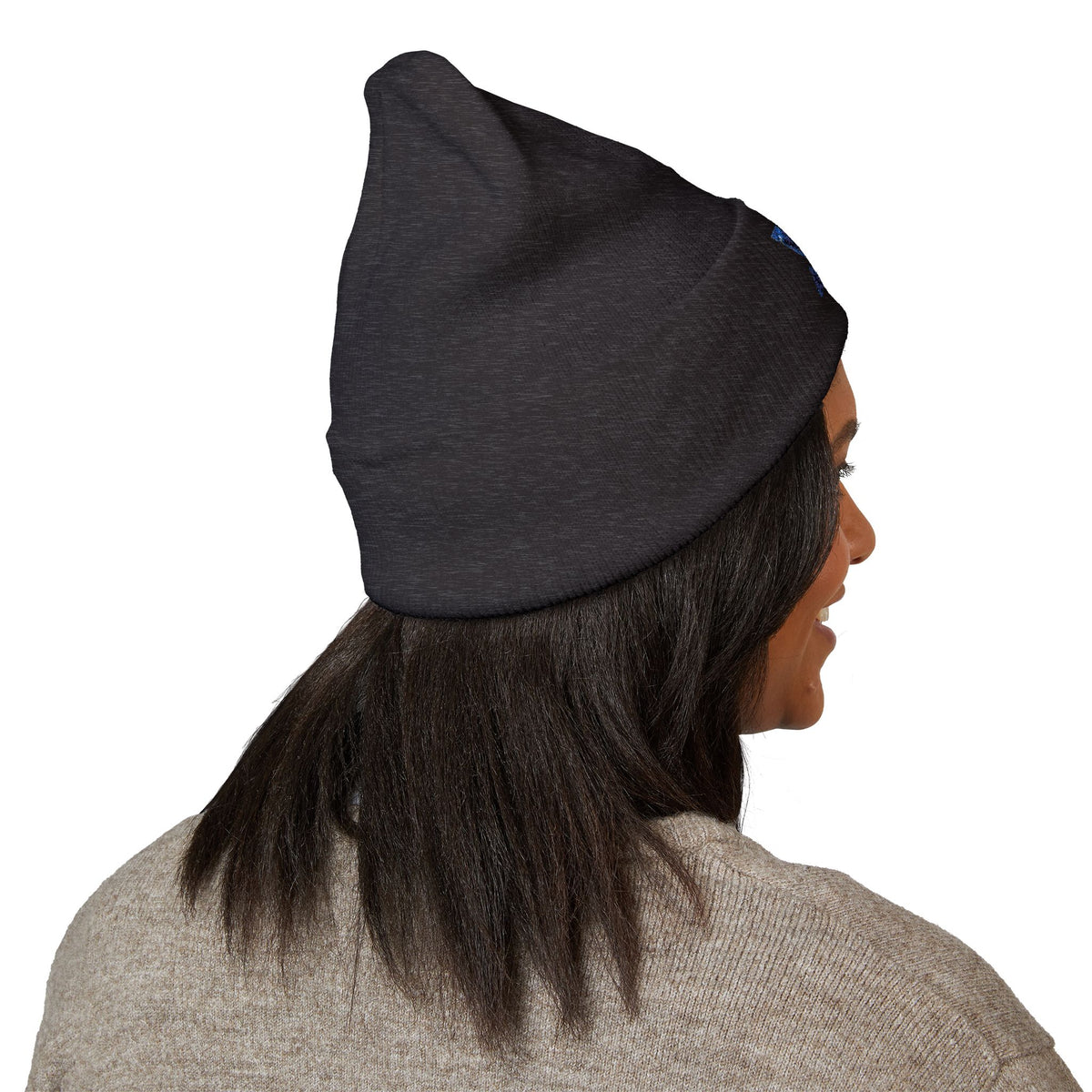 Embroidered Geometric Logo Beanie — Cuffed Winter Hat