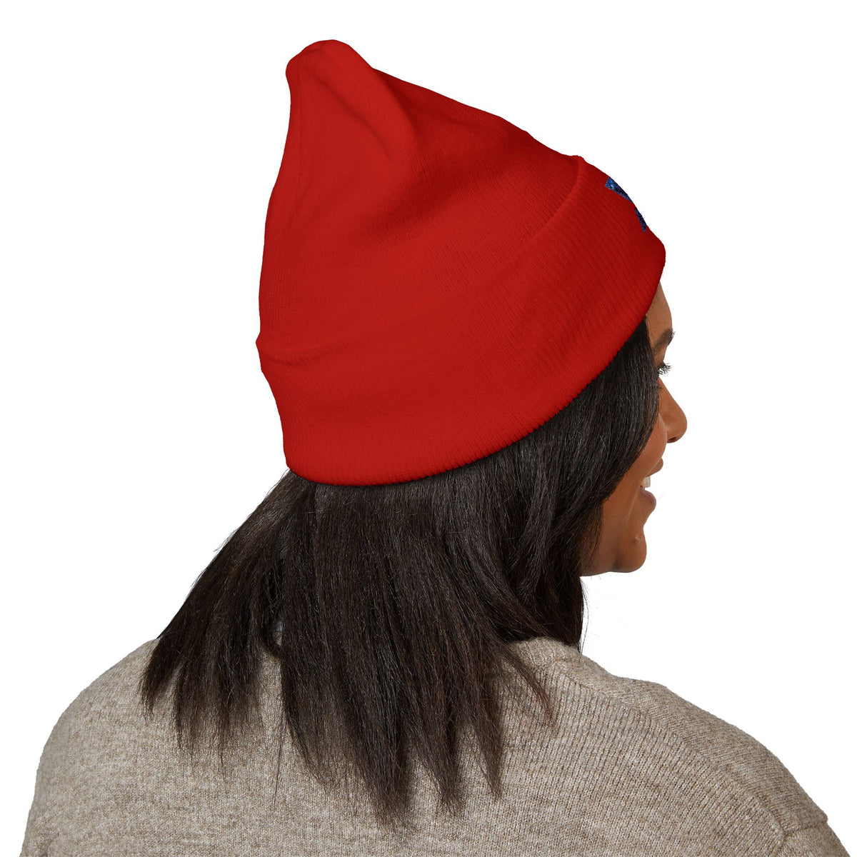 Embroidered Geometric Logo Beanie — Cuffed Winter Hat