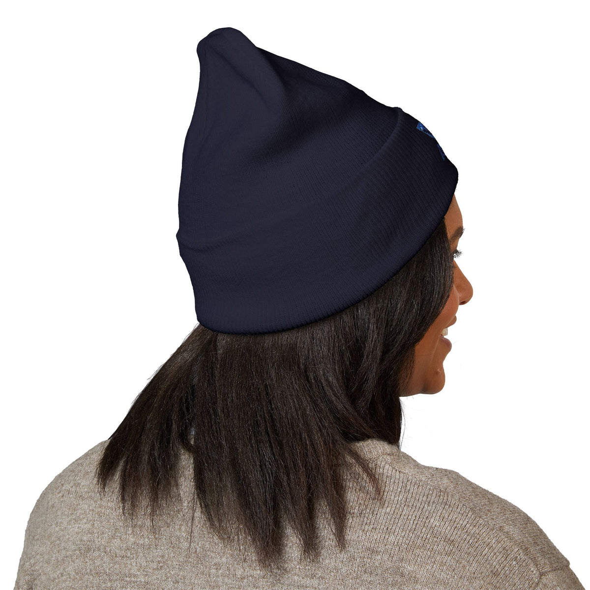 Embroidered Geometric Logo Beanie — Cuffed Winter Hat