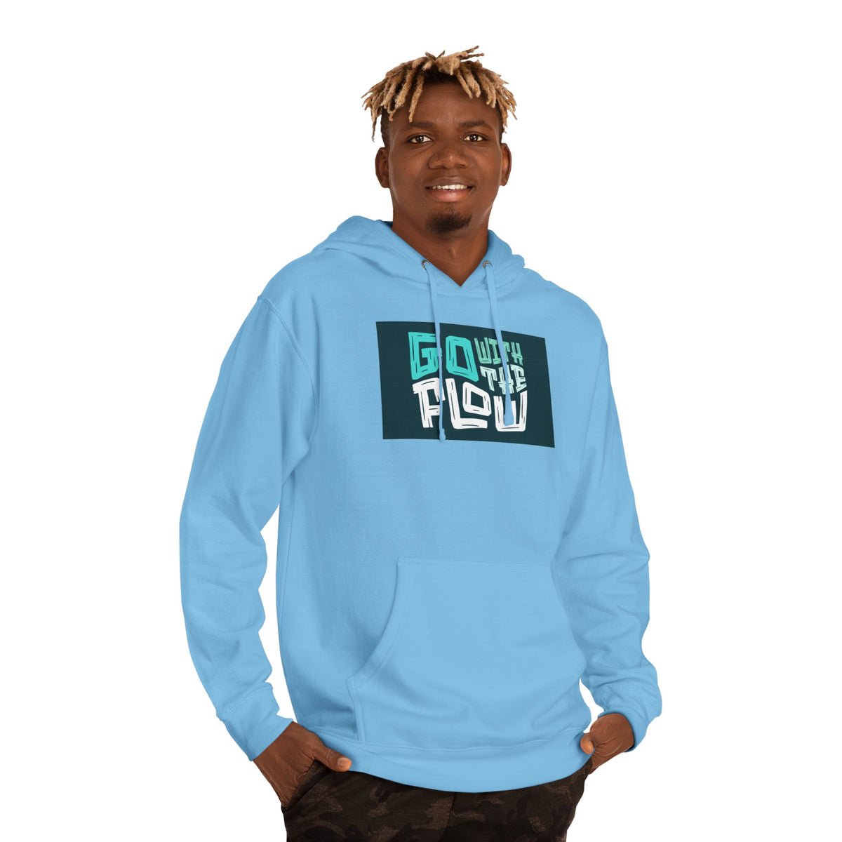 Go With The Flow Hoodie – Graphic Relaxed-Fit Pullover- Lane Seven LS 14001